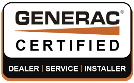 Generac Certified dealer, service, and installer logo, emphasizing authorized installation services for Generac generators in Kansas City.